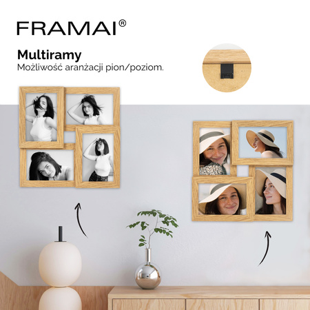 Multirama MULTI HEN 0 ramka na zdjęcia. Dębowa multirama na cztery zdjęcia