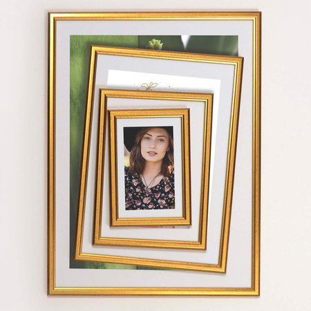 Złota ramka drewniana na zdjęcia DRWA FZ 40x50 cm