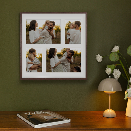 Foto Galeria 40x40 cm kolor brązowy Ramka na 4 zdjęcia 10x15 cm i 15x21 cm z Passe Partout