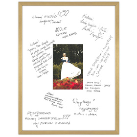 Ramka na WESELE PAMIĄTKOWA 30x40 cm złota z białym passe partout o rozmiarze