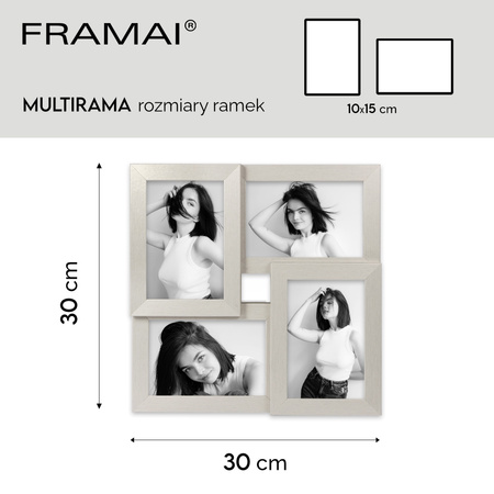 Multirama MULTI HEN ramka na zdjęcia. Srebrna multirama na cztery zdjęcia