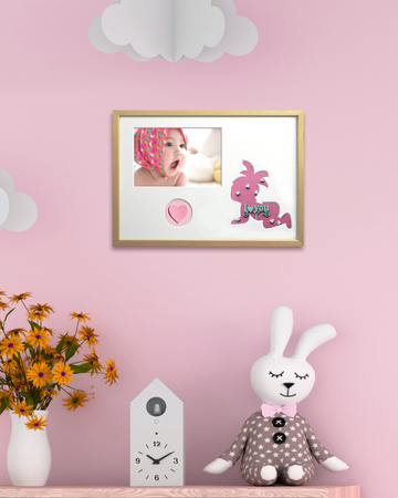 Ramka na zdjęcia do pokoju dziecięcego 21x30 cm jasne drewno z białym passe partout