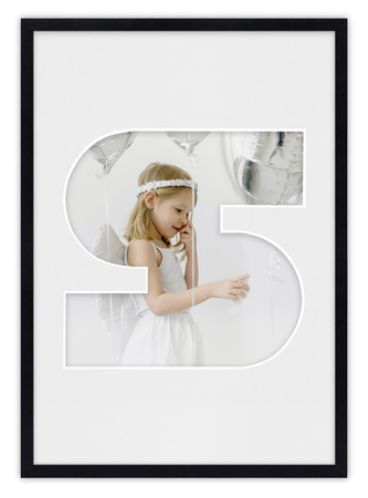 Ramka na zdjęcia LITERKA "S" 21x30 cm czarna z białym passe partout