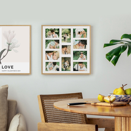 Foto Galeria 50x50 cm kolor dębowy Ramka na 11 zdjęć 10x15 cm i 10x10 cm z Passe Partout