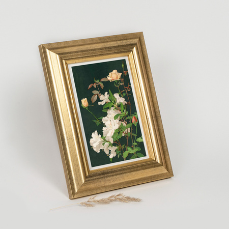 Ramka drewniana złota na zdjęcia DRL N Z 10x15 cm