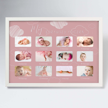 Ramka na zdjęcia MÓJ PIERWSZY ROCZEK - DZIEWCZYNKA 21x30 cm z passe partout