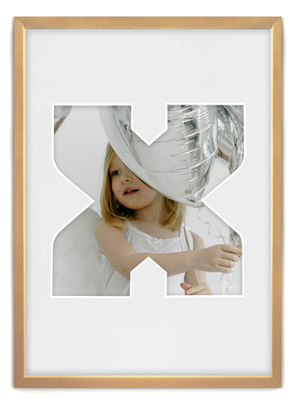 Ramka na zdjęcia LITERKA "X" 21x30 cm jasne drewno z białym passe partout