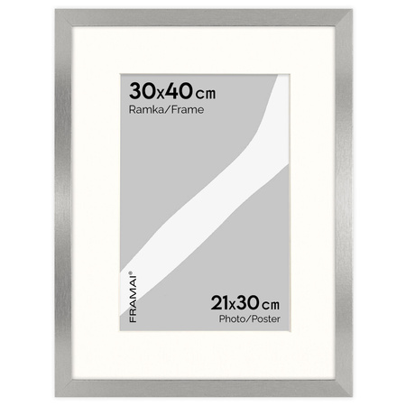 Srebrna ramka na zdjęcia HEN PASS S 30x40 cm z passe partout (21x30 cm)