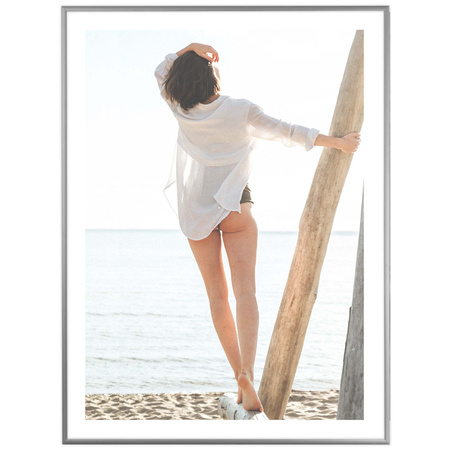 Srebrna ramka aluminiowa QAL 60x80 cm