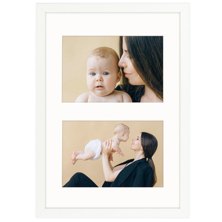 Biała Foto Galeria 21x30 cm Ramka na 2 zdjęcia 10x15 cm z Passe Partou