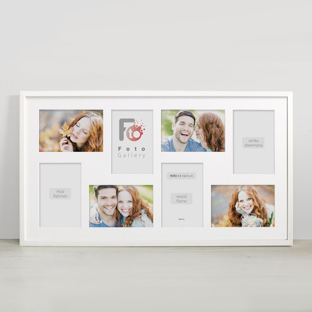 Duża ramka na wiele zdjęć biała 33x60 cm - 8 zdjęć