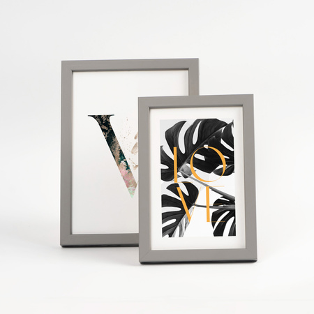 Pakiet 5 szt. szarych ramek drewnianych na zdjęcia PINIA 05 10x15 cm