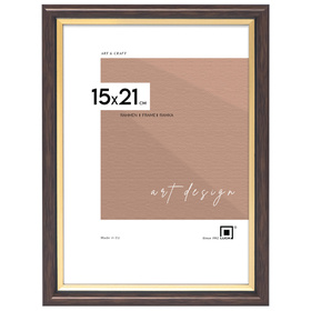 Brązowa ramka drewniana ze złotym paskiem DRI CL 4 15x21 cm