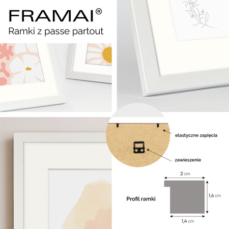 Biała ramka na zdjęcia HEN PASS 1 40x50 cm z passe partout (30x40)
