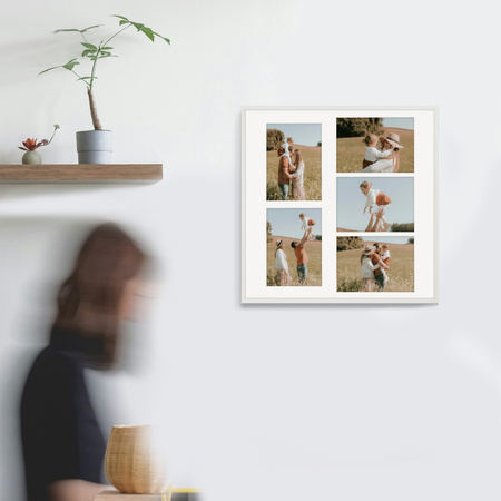 Foto Galeria 50x50 cm biała Ramka na 5 zdjęć 15x21 cm z Passe Partout