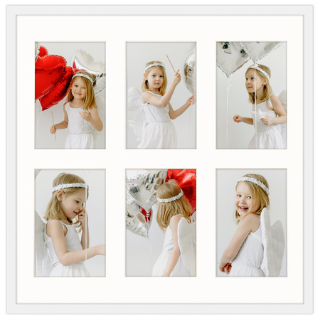 Foto Galeria 40x40 cm kolor biały Ramka na 6 zdjęć 10x15 cm z Passe Partout