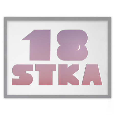 Ramka na 18-ste urodziny 30x40 cm w kolorze szarym z białym passe partout