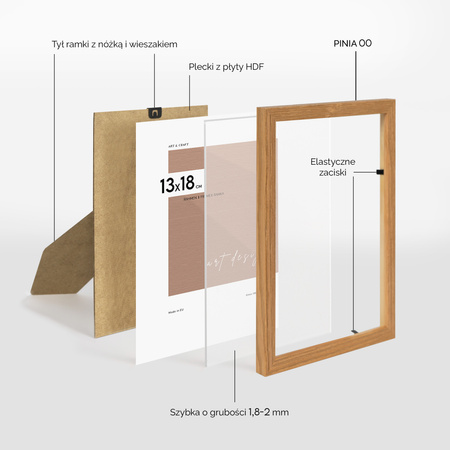 Ramka drewniana kolor dąb PINIA 00 13x18 cm