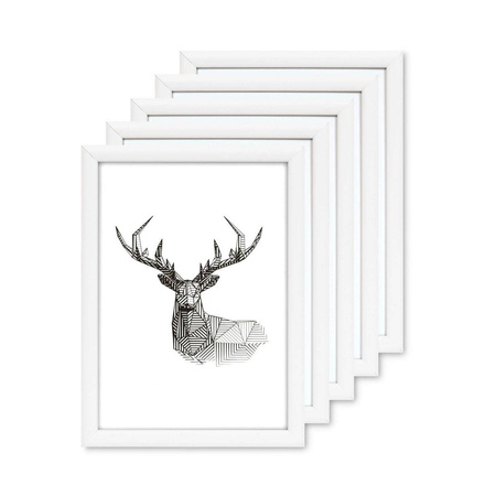 Pakiet 5 szt. białych ramek drewnianych na zdjęcia HIT 01 10x15 cm