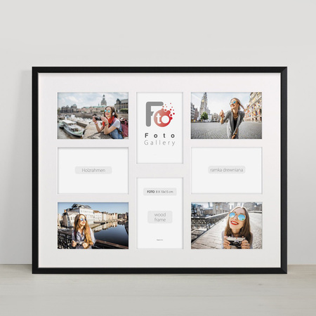 Duża ramka na wiele zdjęć czarna 40x50 cm A - 8 zdjęć