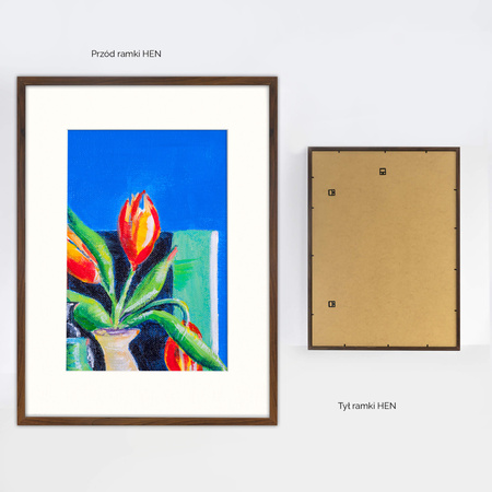 Brązowa ramka na zdjęcia HEN PASS 4 60x80 cm z passe partout (40x60 cm)