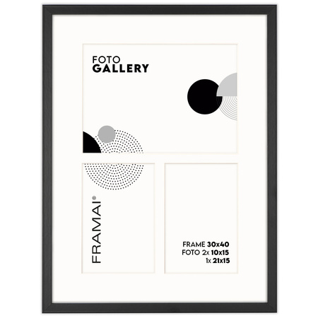 Foto Galeria 30x40 cm kolor czarny Ramka na 3 zdjęcia 10x15 cm 15x21 cm z Passe Partout