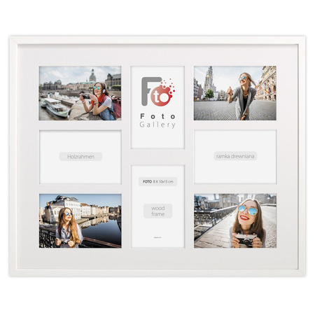 Duża ramka na wiele zdjęć biała 40x50 cm A - 8 zdjęć