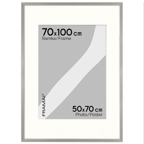 Srebrna ramka na zdjęcia HEN PASS S 70x100 cm z passe partout (50x70 cm)