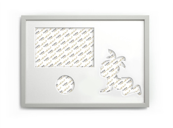 Ramka na zdjęcia do pokoju dziecięcego 21x30 cm biała z białym passe partout