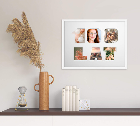 Ramka na URODZINY 30x40 cm w kolorze białym z białym passe partout