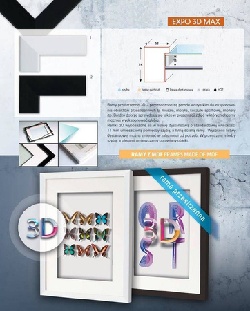 Biała ramka przestrzenna EXPO 3D MAX 24x30 cm (18x24 cm)