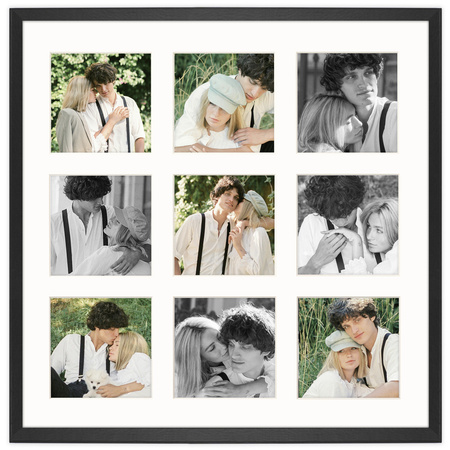 Foto Galeria 40x40 cm czarna Ramka na 9 zdjęć 10x10 cm z Passe Partout