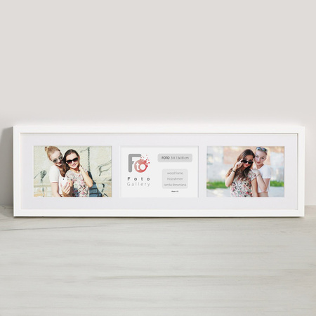 Ramka na 3 zdjęcia biała 18x66 cm