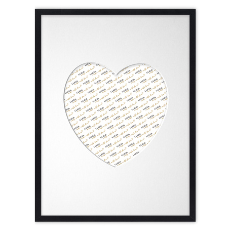Ramka SERCE 30x40 cm w kolorze czarnym z białym passe partout