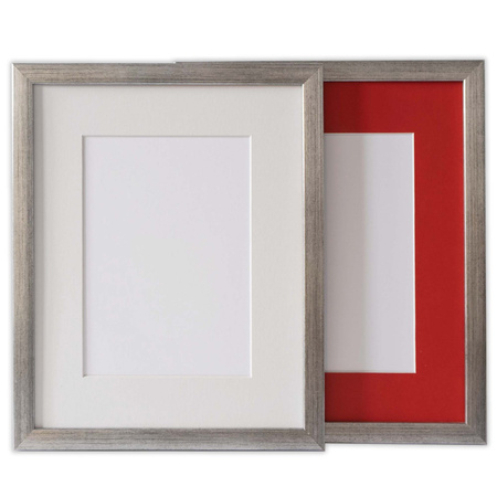 Zestaw 2 szt srebrnych ramek do zdjęć 24x30cm (15x21cm) z passe partout