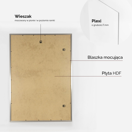 Pakiet 2 szt. srebrnych ramek na zdjęcia HEN S 70x100 cm