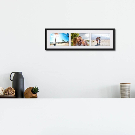 Ramka na 3 zdjęcia czarna 18x66 cm
