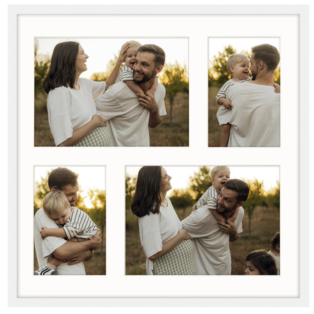 Foto Galeria 40x40 cm kolor biały Ramka na 4 zdjęcia 10x15 cm i 15x21 cm z Passe Partout