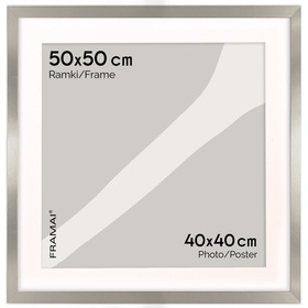 Srebrna ramka na zdjęcia HEN PASS S 50x50 cm z passe partout (40x40 cm)