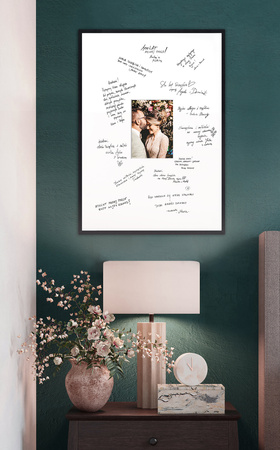 Ramka na WESELE PAMIĄTKOWA 50x70 cm czarna z białym passe partout o rozmiarze