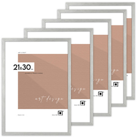 Pakiet 5 szt. srebrnych ramek drewnianych na zdjęcia PINIA S 21x30 cm