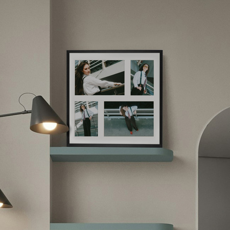 Foto Galeria 40x40 cm kolor czarny Ramka na 4 zdjęcia 10x15 cm i 15x21 cm z Passe Partout