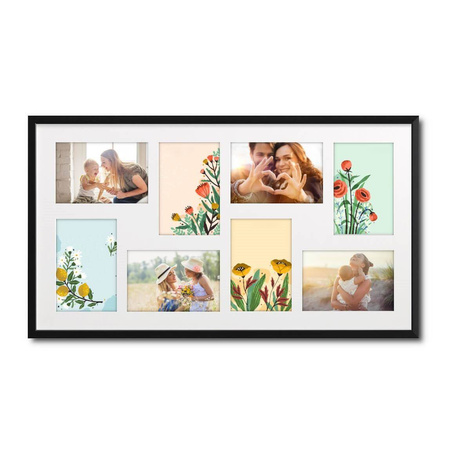 Duża ramka na wiele zdjęć czarna 33x60 cm - 8 zdjęć