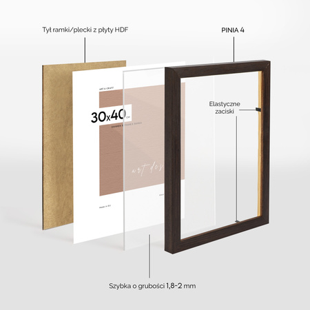 Ciemnobrązowa ramka drewniana na zdjęcia PINIA 4 30x40 cm