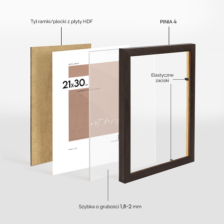 Ciemnobrązowa ramka drewniana na zdjęcia PINIA 4 21x30 cm