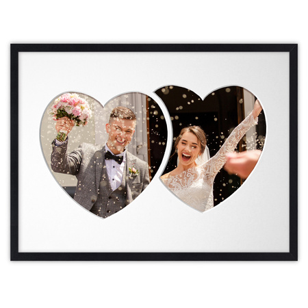 Ramka DWA SERCA 30x40 cm w kolorze czarnym z białym passe partout