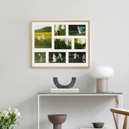 Foto Galeria 40x50 cm kolor dębowy Ramka na 7 zdjęć 10x10 cm 10x15 cm 15x21 cm z Passe Partout