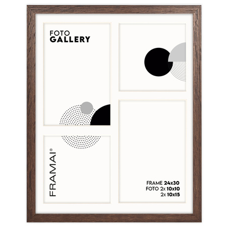 Foto Galeria 24x30 cm brązowa Ramka na 4 zdjęcia 10x15 cm 10x10 cm z Passe Partout