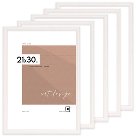 Pakiet 5 szt. białych ramek drewnianych na zdjęcia DRWA 1 21x30 cm