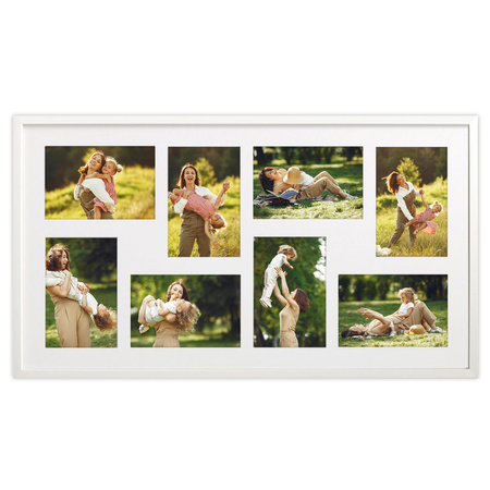 Duża ramka na wiele zdjęć biała 33x60 cm - 8 zdjęć
